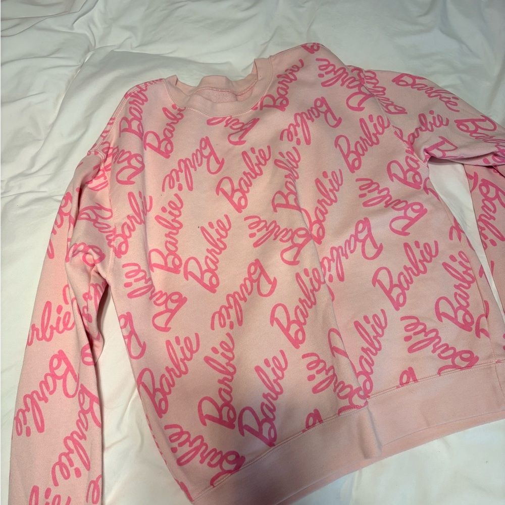 Barbie Light Pink Logo Pullover with Bright Pink Script